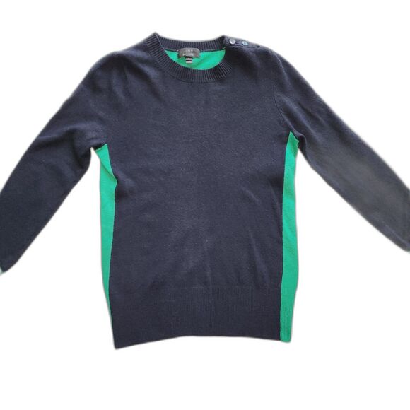 J. Crew Blue & Green Wool Cashmere Blend Sweater Elbow Patches Size S - Picture 3 of 10